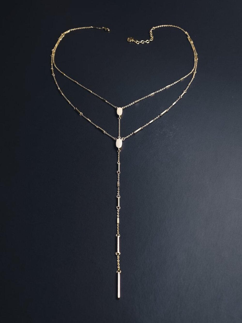 Kendra Scott Adelia Gold Tone Dainty Minimalist Double Chain Y Drop Necklace - Picture 3 of 12